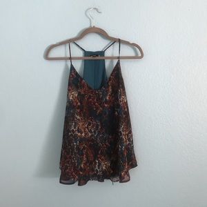 Patterned Spaghetti Strap Blouse